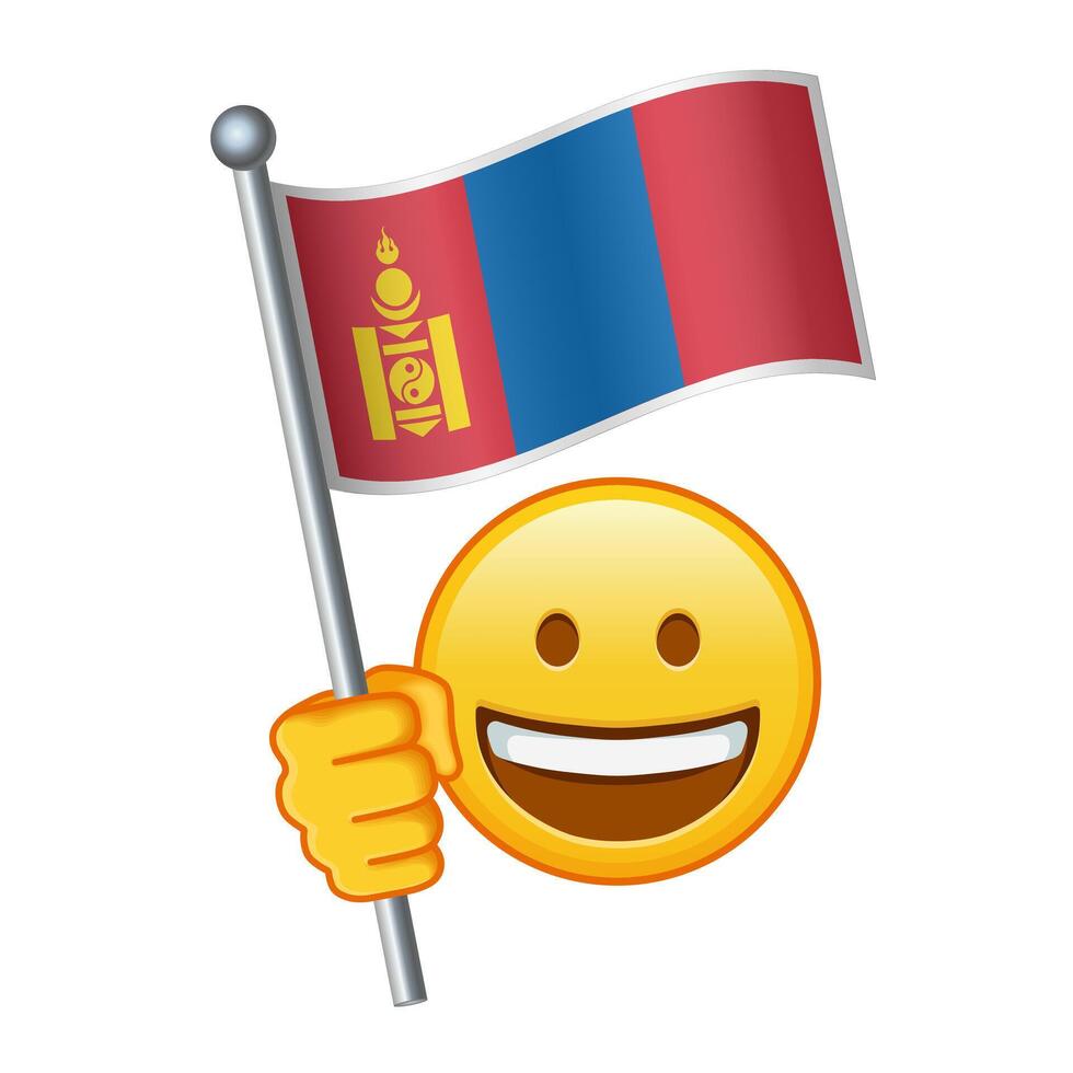 emoji con Mongolia bandera grande Talla de amarillo emoji sonrisa vector