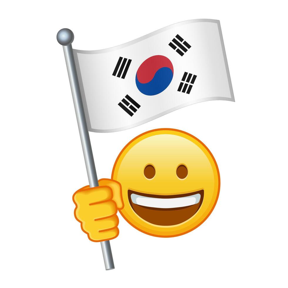 emoji con sur Corea bandera grande Talla de amarillo emoji sonrisa vector