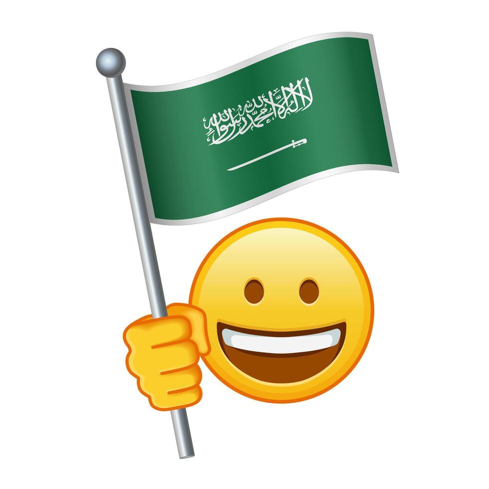 Emoji with Saudi Arabia flag Large size of yellow emoji smile vector