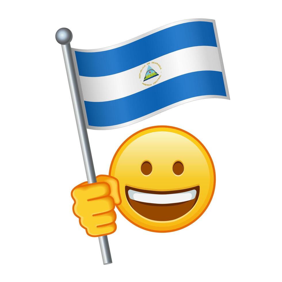 Emoji with Nicaragua flag Large size of yellow emoji smile vector