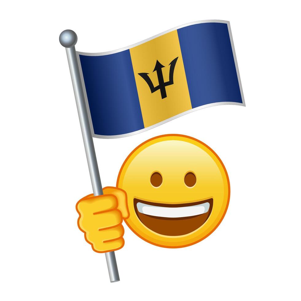 Emoji with Barbados flag Large size of yellow emoji smile vector