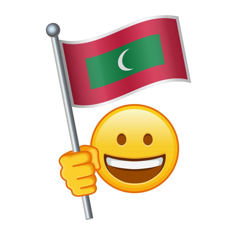 emoji con Maldivas bandera grande Talla de amarillo emoji sonrisa vector
