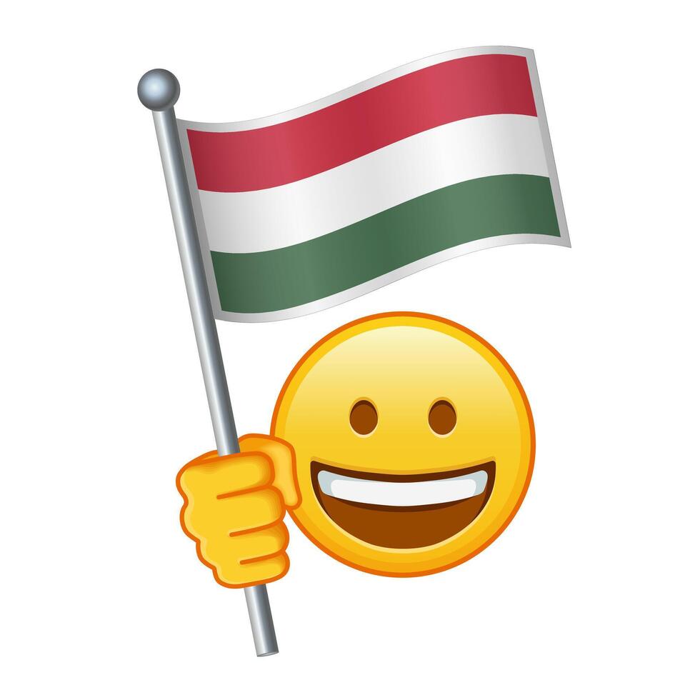 emoji con Hungría bandera grande Talla de amarillo emoji sonrisa vector