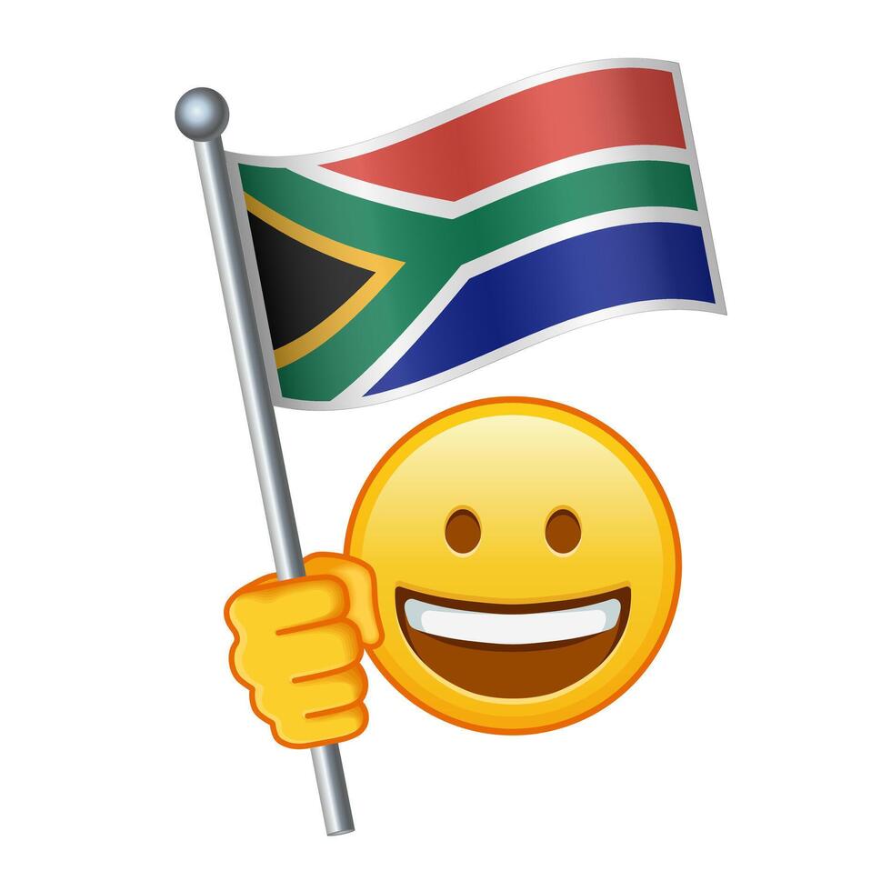 emoji con sur África bandera grande Talla de amarillo emoji sonrisa vector