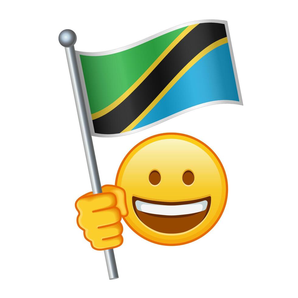 Emoji with Tanzania flag Large size of yellow emoji smile vector