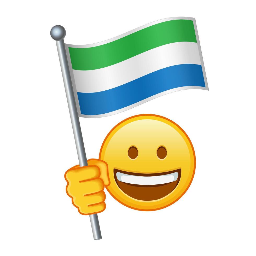 Emoji with Sierra Leone flag Large size of yellow emoji smile vector