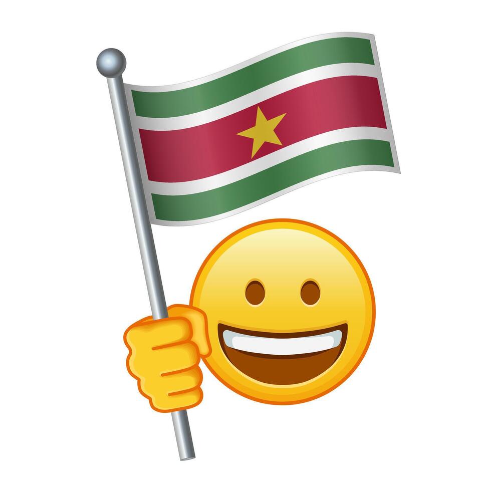 Emoji with Suriname flag Large size of yellow emoji smile vector