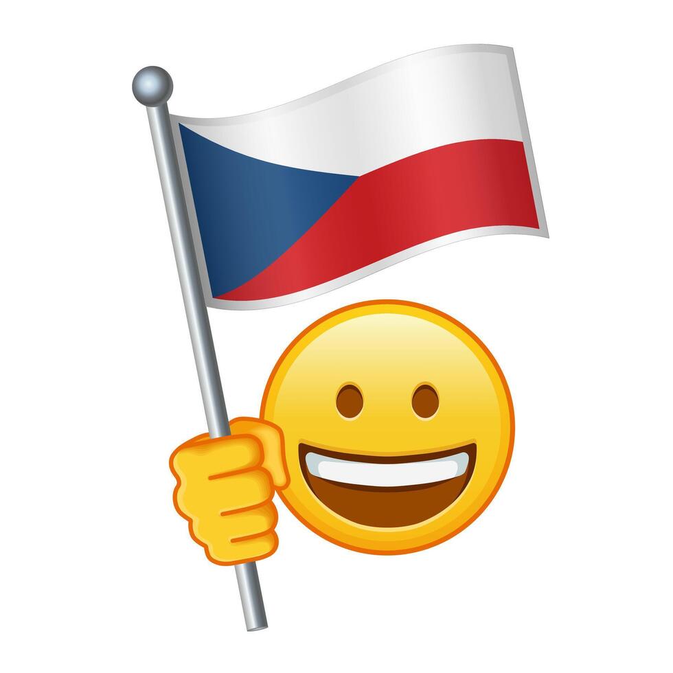 emoji con Chequia bandera grande Talla de amarillo emoji sonrisa vector