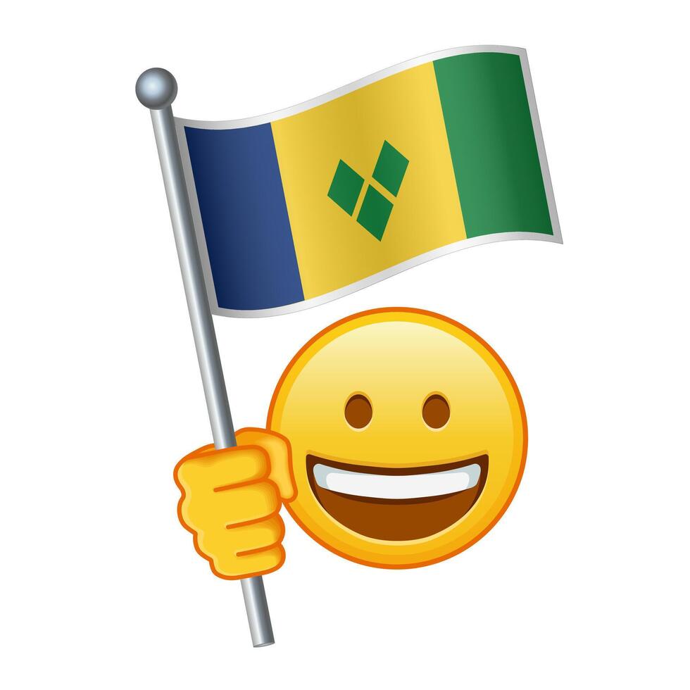 Emoji with Saint Vincent and the Grenadines flag Large size of yellow emoji smile vector