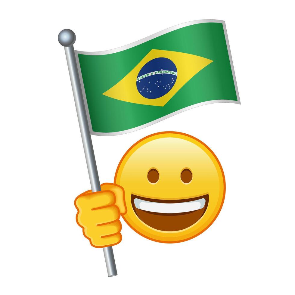 emoji con Brasil bandera grande Talla de amarillo emoji sonrisa vector