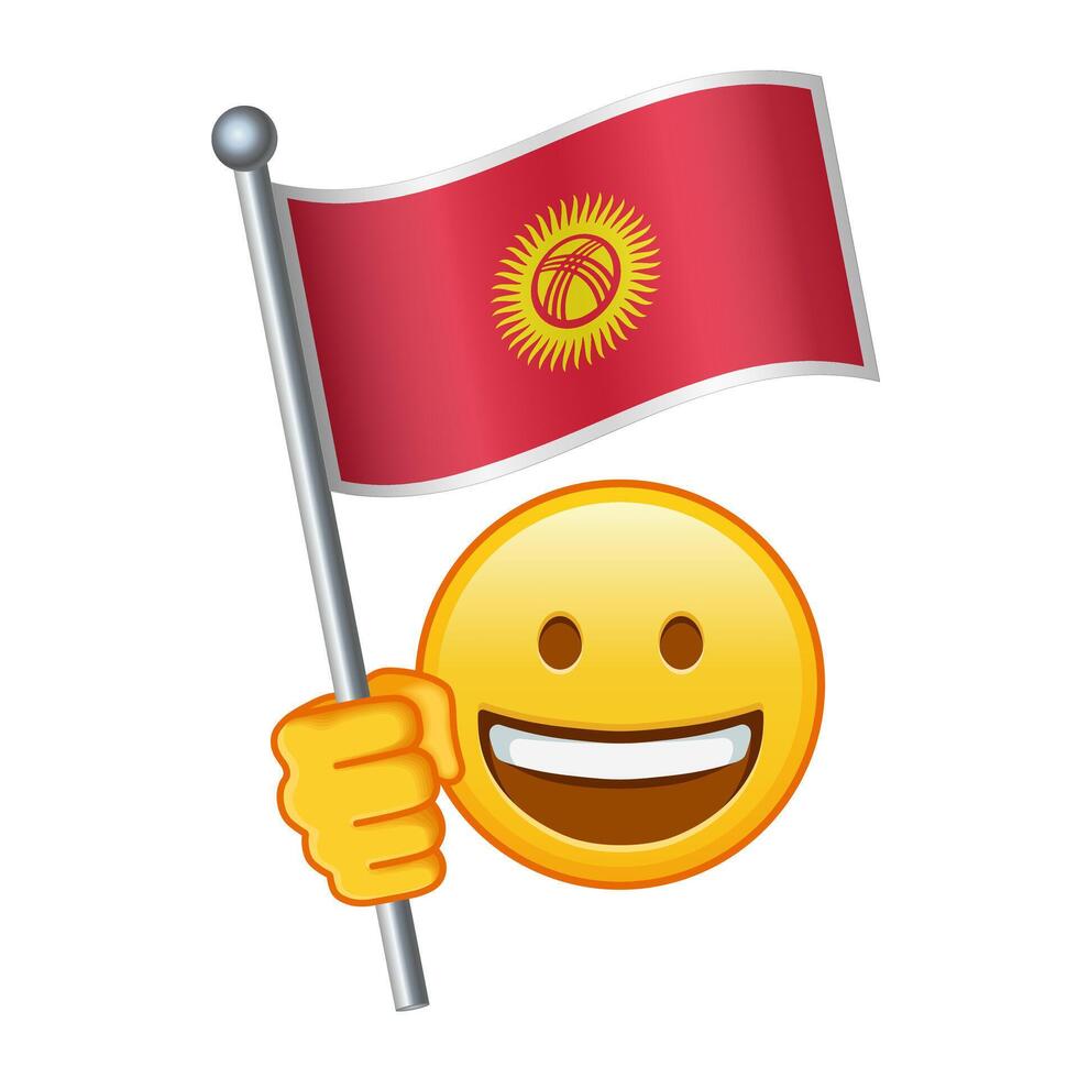 emoji con Kirguistán bandera grande Talla de amarillo emoji sonrisa vector
