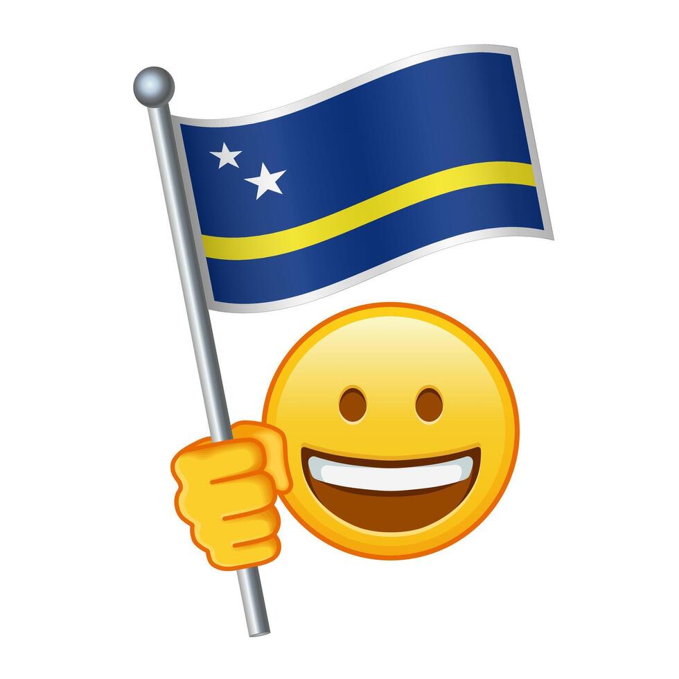 emoji con curacao bandera grande Talla de amarillo emoji sonrisa vector