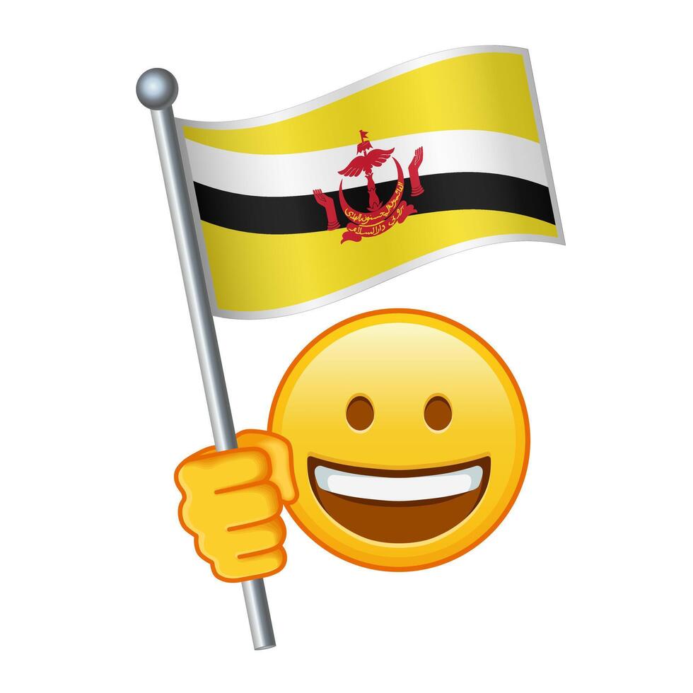 emoji con Brunei bandera grande Talla de amarillo emoji sonrisa vector