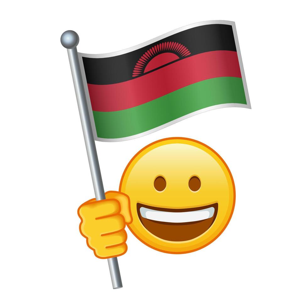 Emoji with Malawi flag Large size of yellow emoji smile vector