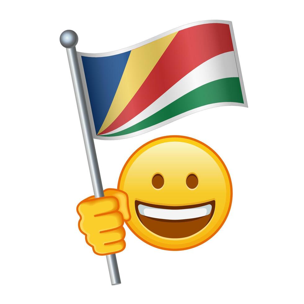 Emoji with Seychelles flag Large size of yellow emoji smile vector