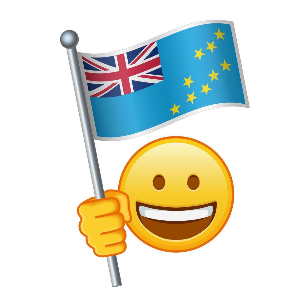 emoji con tuvalu bandera grande Talla de amarillo emoji sonrisa vector