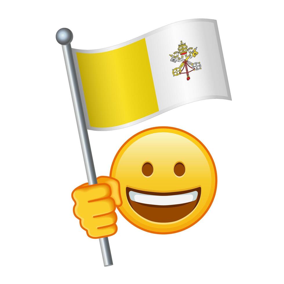emoji con Vaticano bandera grande Talla de amarillo emoji sonrisa vector