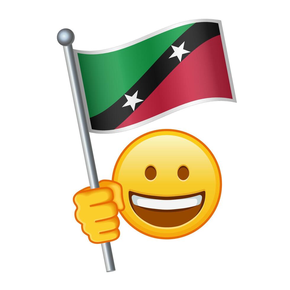 Emoji with Saint Kitts and Nevis flag Large size of yellow emoji smile vector