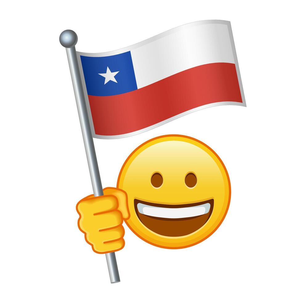 emoji con Chile bandera grande Talla de amarillo emoji sonrisa vector