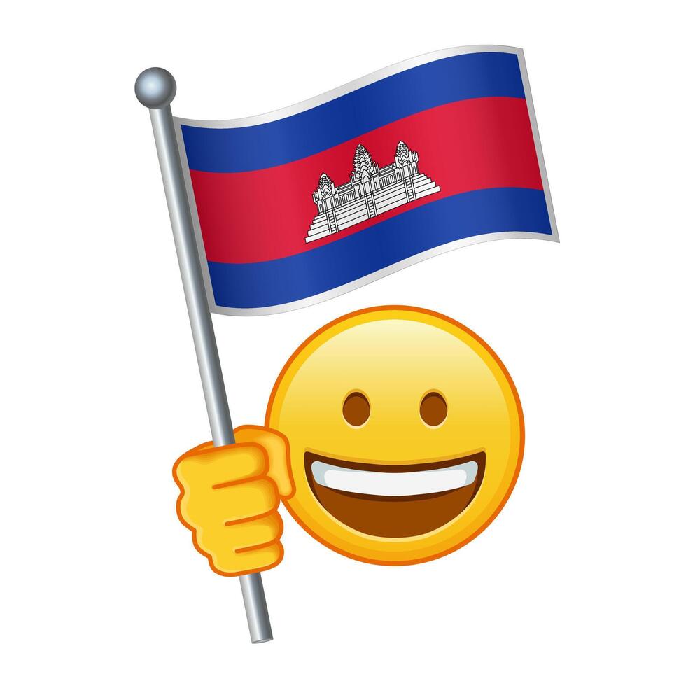 emoji con Camboya bandera grande Talla de amarillo emoji sonrisa vector