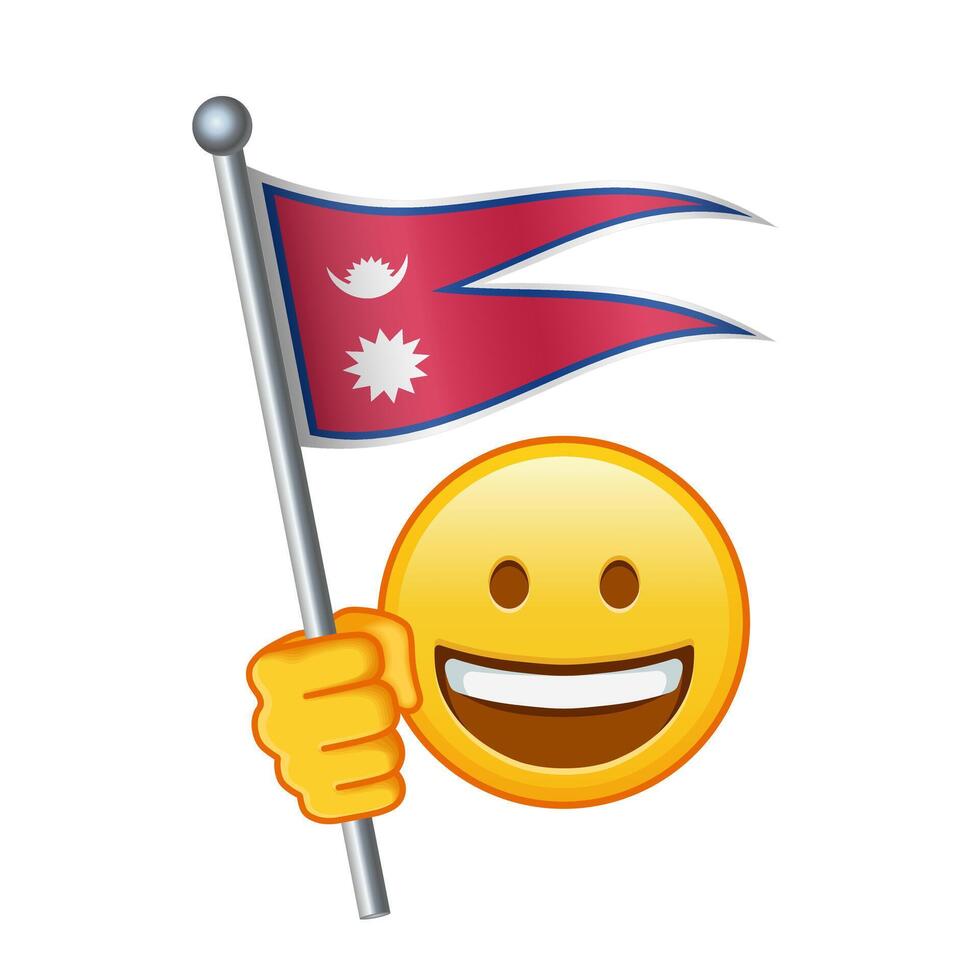 Emoji with Nepal flag Large size of yellow emoji smile vector