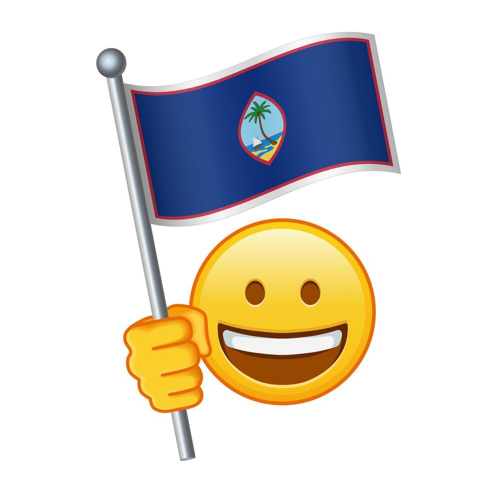 Emoji with Guam flag Large size of yellow emoji smile vector