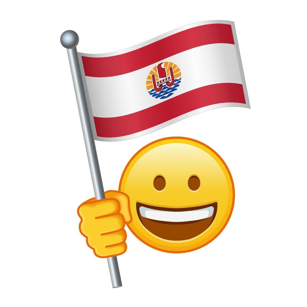 emoji con francés Polinesia bandera grande Talla de amarillo emoji sonrisa vector