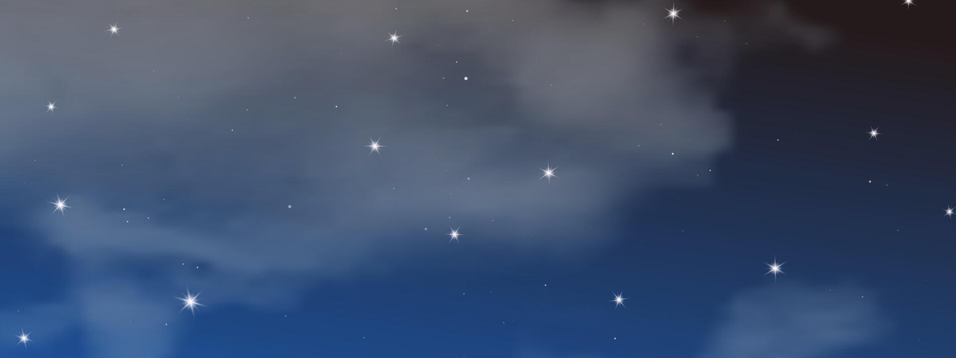 noche cielo con nubes y muchos estrellas vector