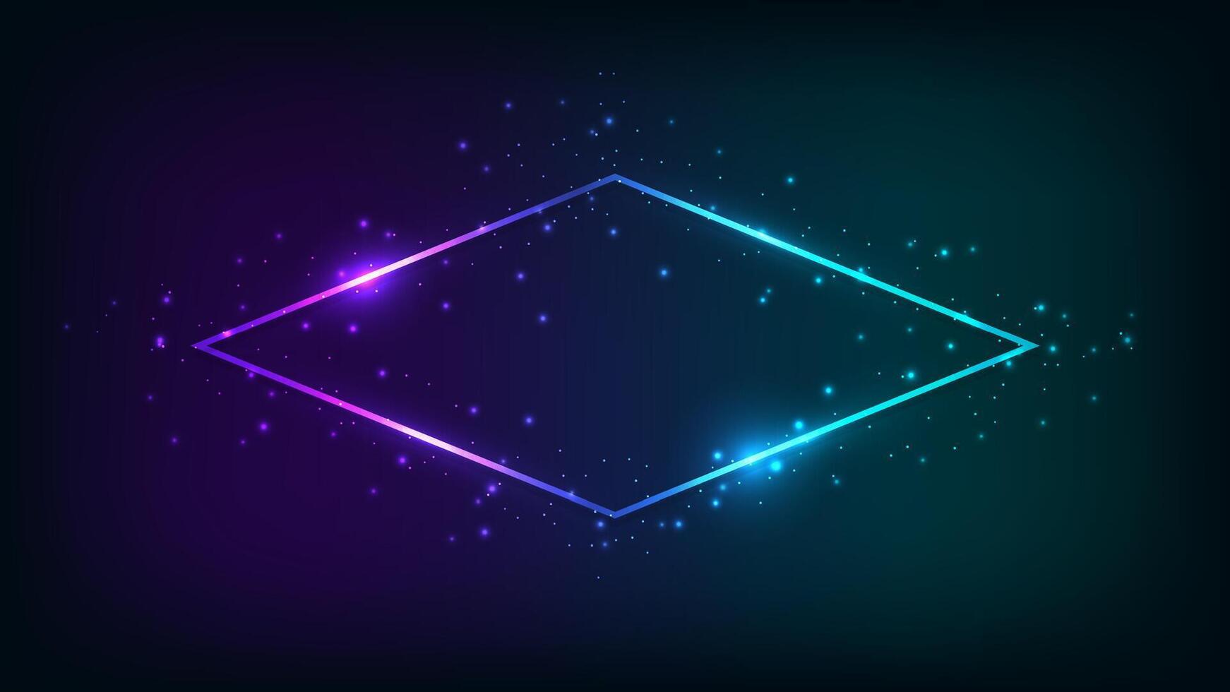 Neon rhombus frame with shining effects vector