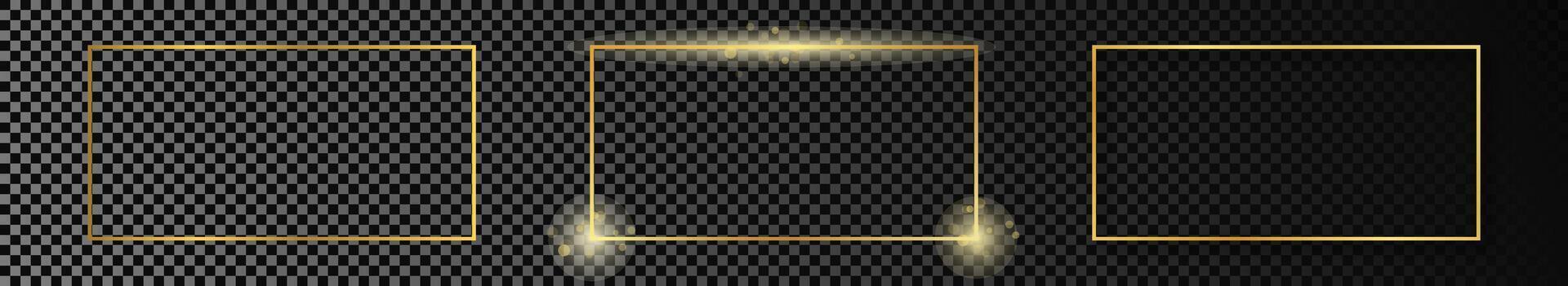 Gold glowing rectangular shape frame vector