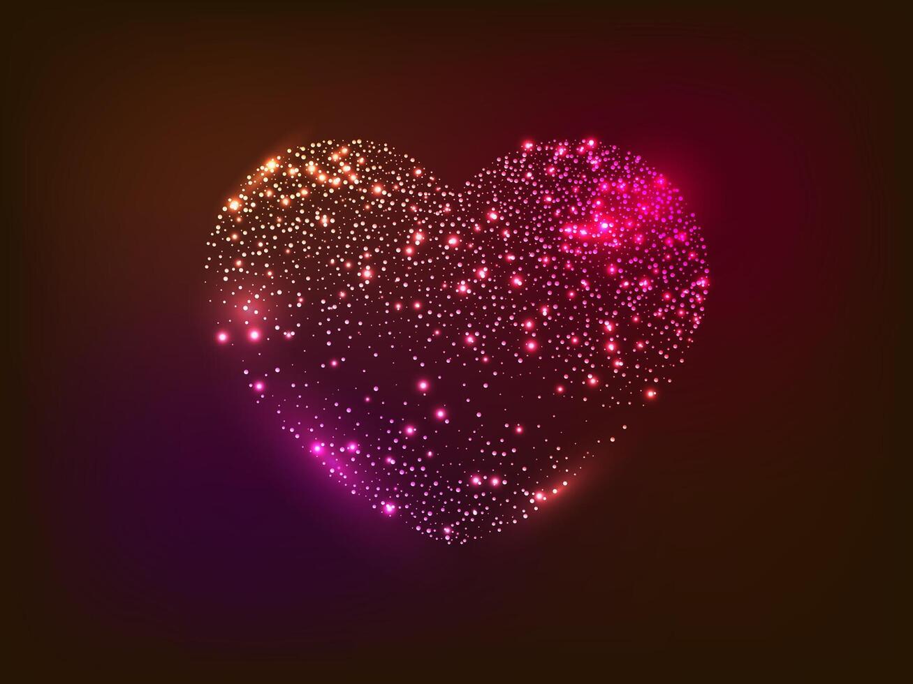 Neon heart on dark background vector