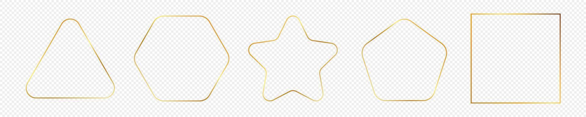 Gold glowing different geometric shape frame vector