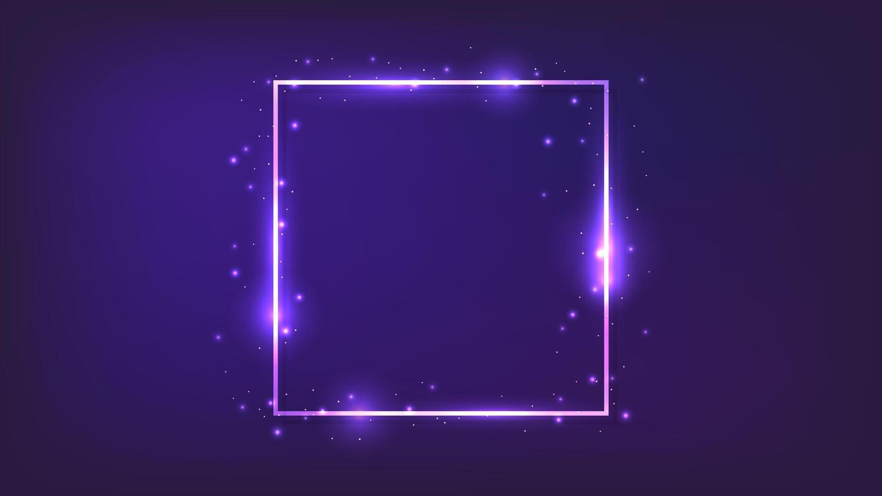 Neon square frame with shining effects vector