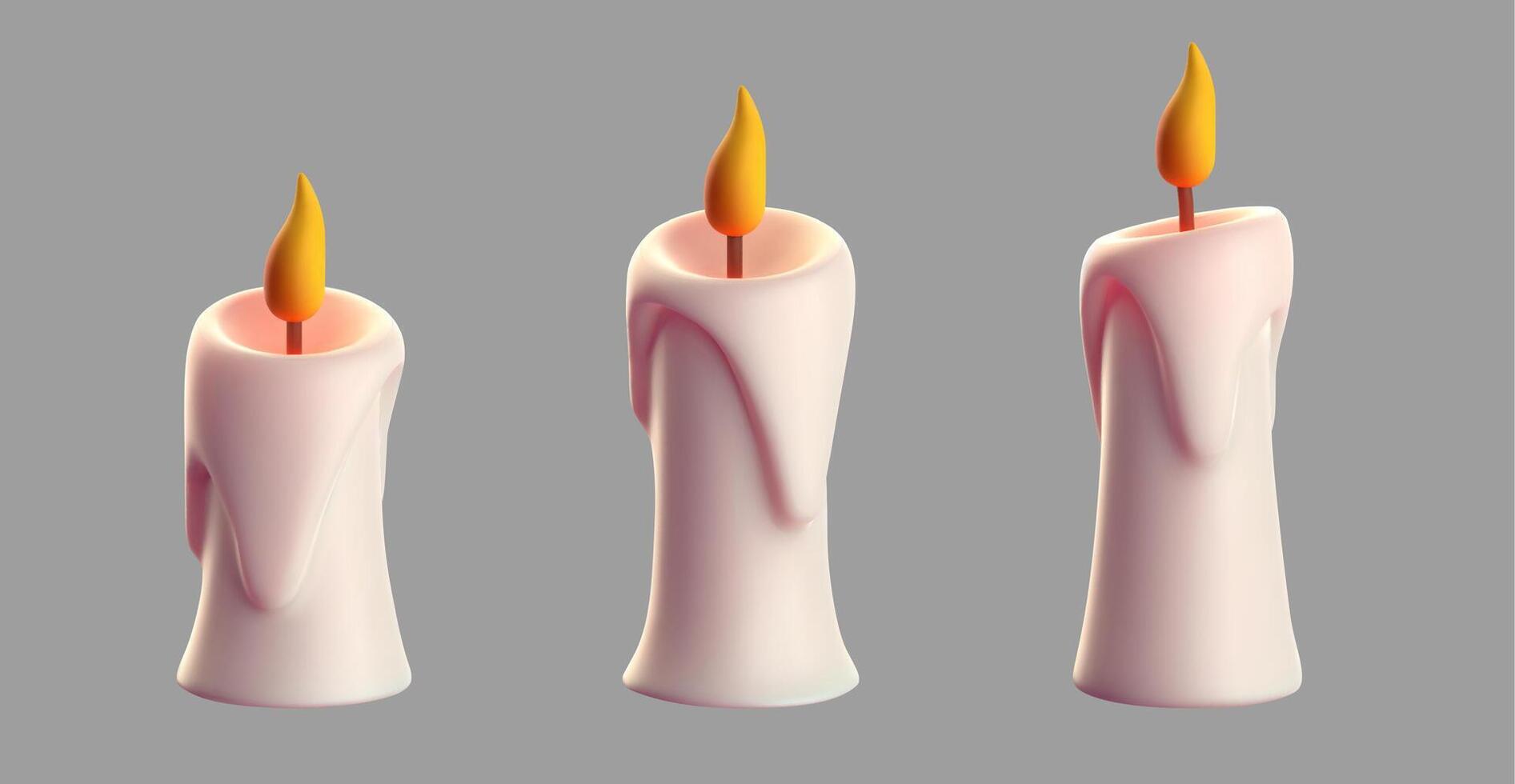 3d realista velas representación de blanco velas icono aislado en gris antecedentes. vector ilustración.