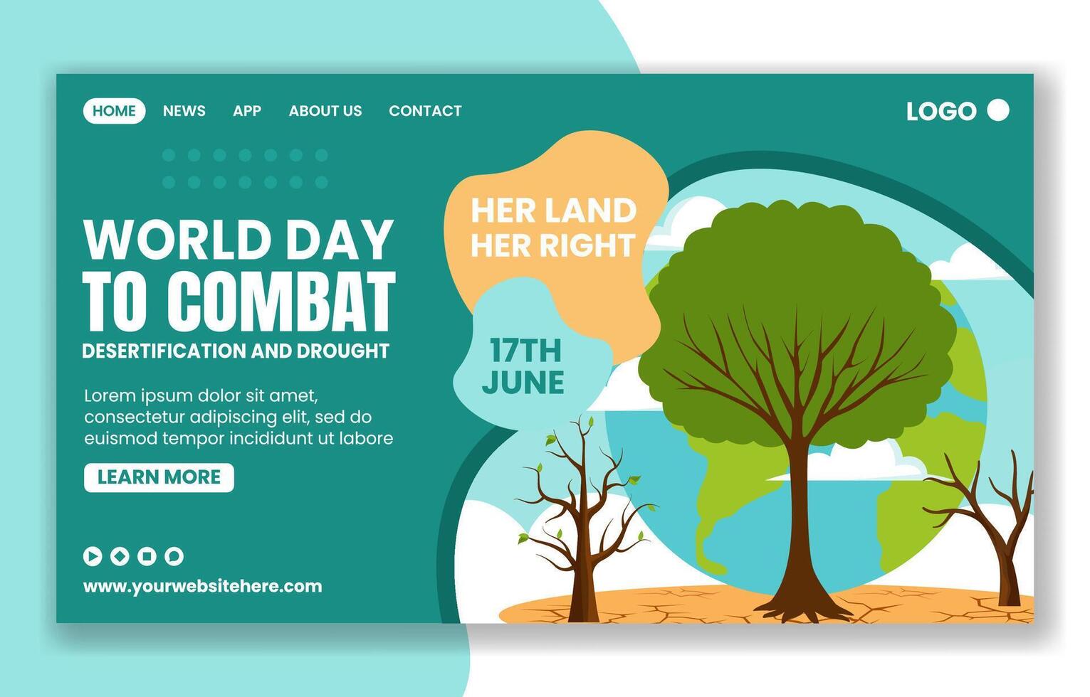Combat Desertification and Drought Social Media Landing Page Cartoon Hand Drawn Templates Background Illustration vector
