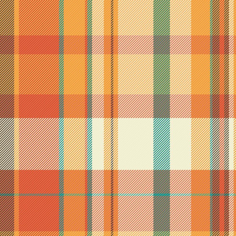 Card check textile vector, honey plaid fabric seamless. Printout tartan background pattern texture in orange and red colors. vector