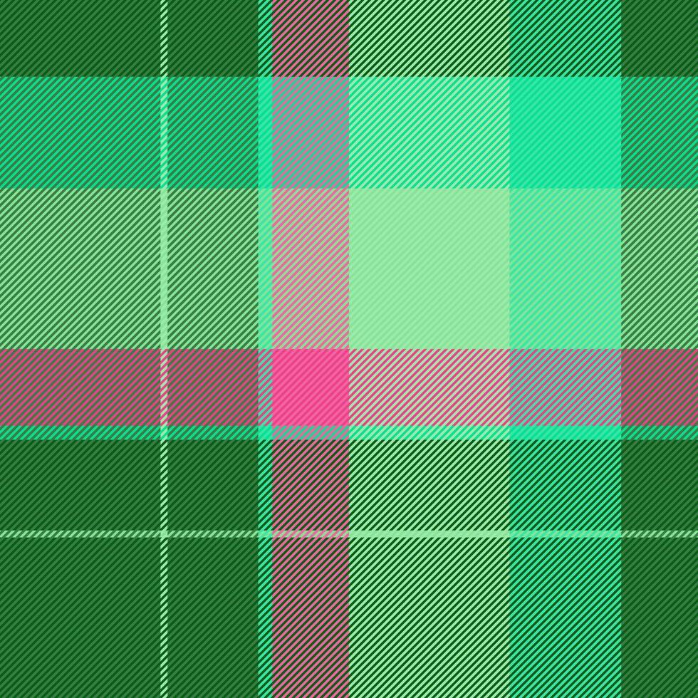 Good textile texture tartan, blank pattern background fabric. Handmade vector check plaid seamless in green and mint colors.