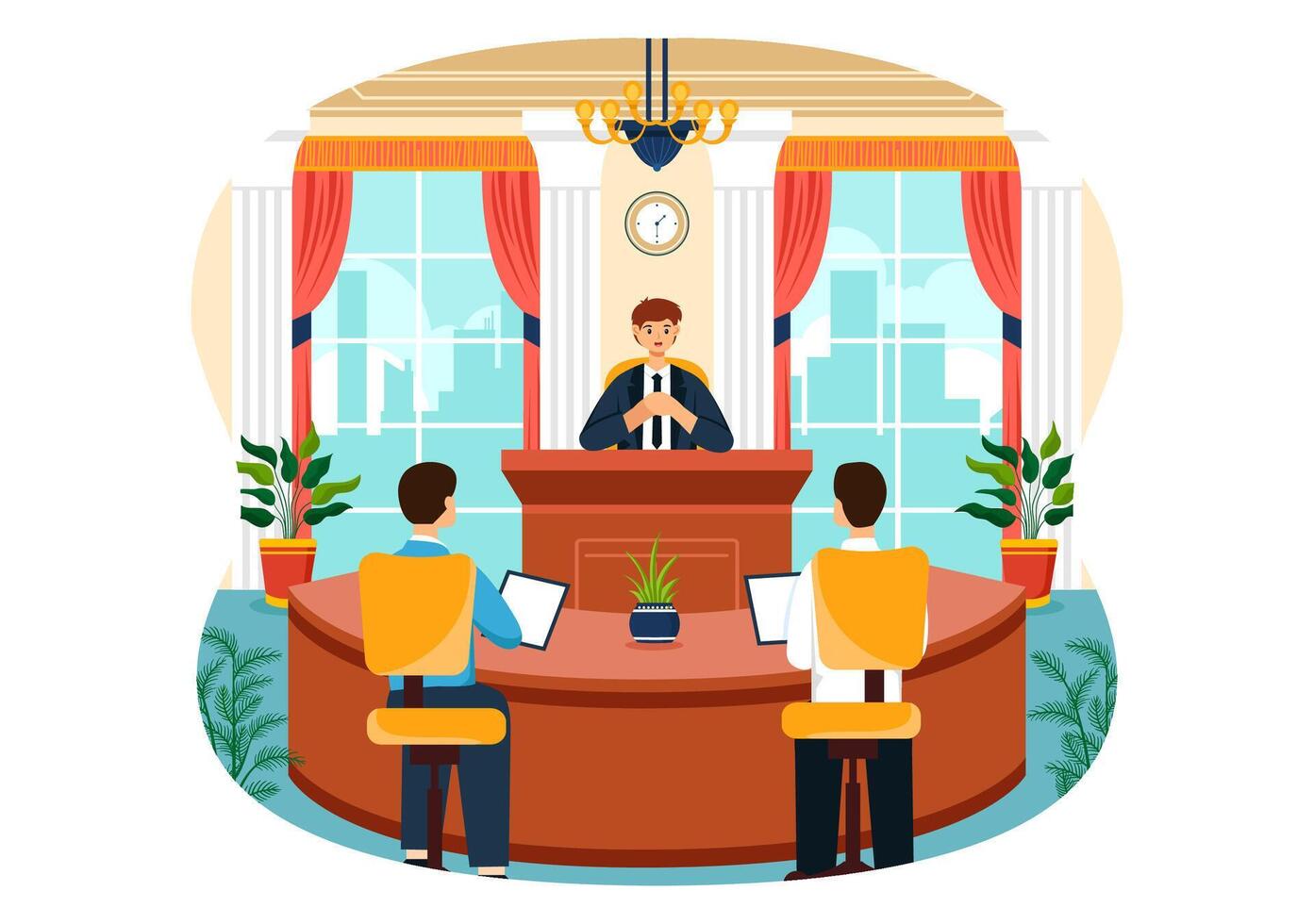 City Council Meeting Vector Illustration with Effective Business Team, Employee, Brainstorming for Important Negotiation in Flat Cartoon Background