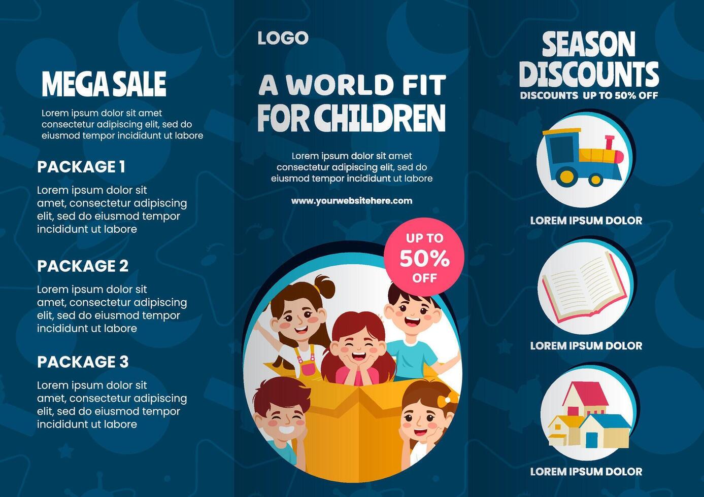 Children Day Brochure Flat Cartoon Hand Drawn Templates Background Illustration vector