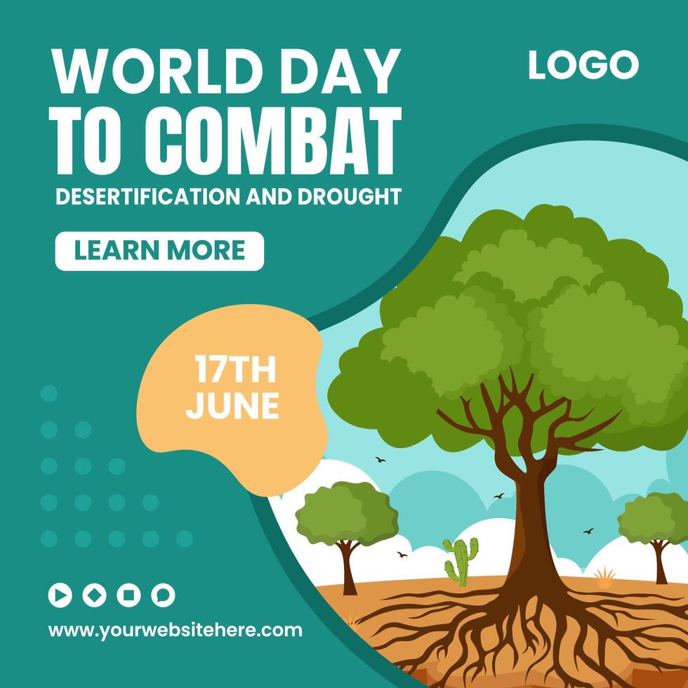 Combat Desertification and Drought Social Media Illustration Flat Cartoon Hand Drawn Templates Background vector