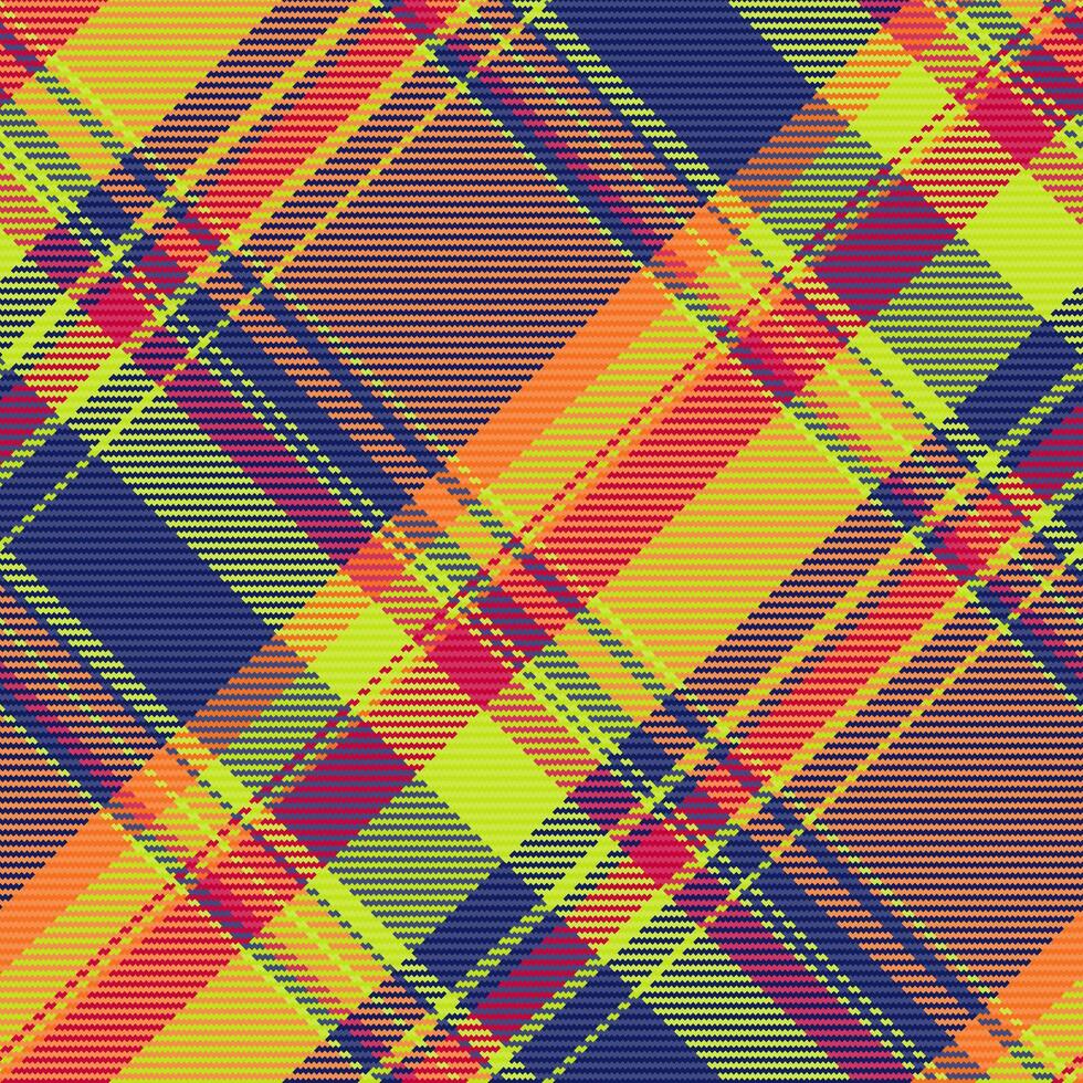 National texture background fabric, wool textile tartan seamless. Primary pattern vector check plaid in blue and orange colors.