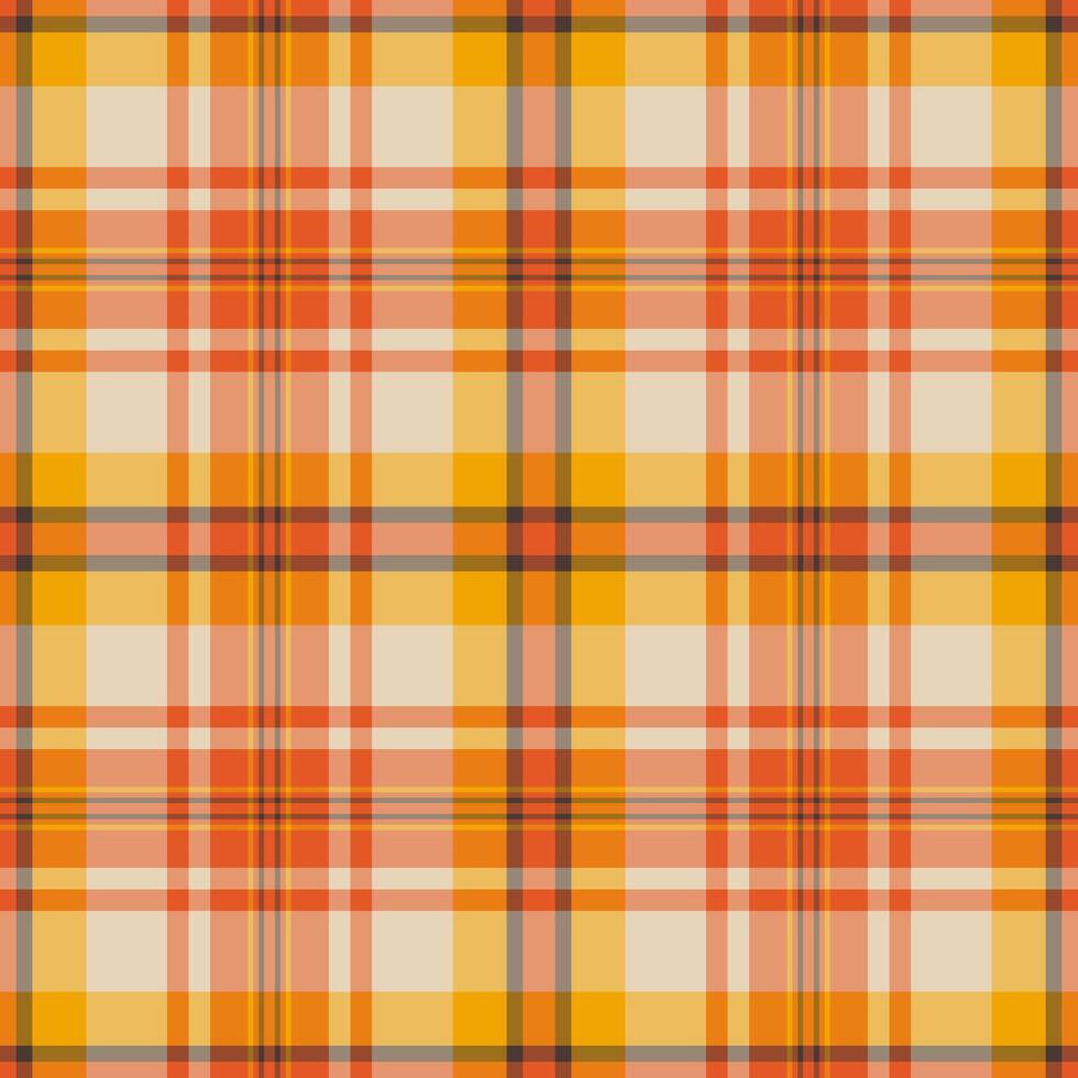 American plaid check vector, isolation tartan textile texture. Flowing pattern seamless fabric background in orange and bright colors. vector