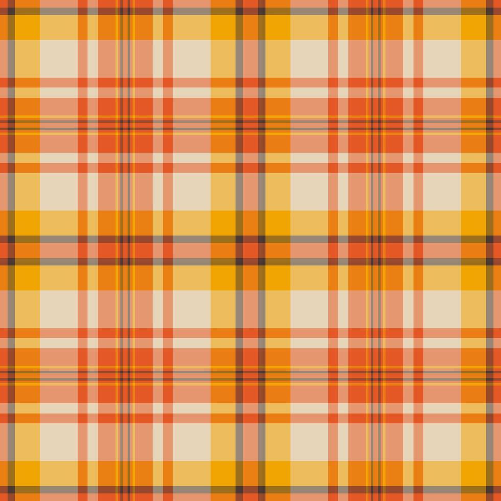 American plaid check vector, isolation tartan textile texture. Flowing pattern seamless fabric background in orange and bright colors. vector