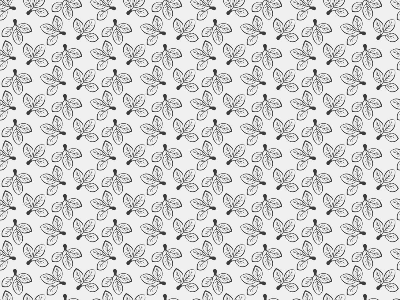 Hand drawn floral pattern vector design. Simple ornament with plant and leaf.