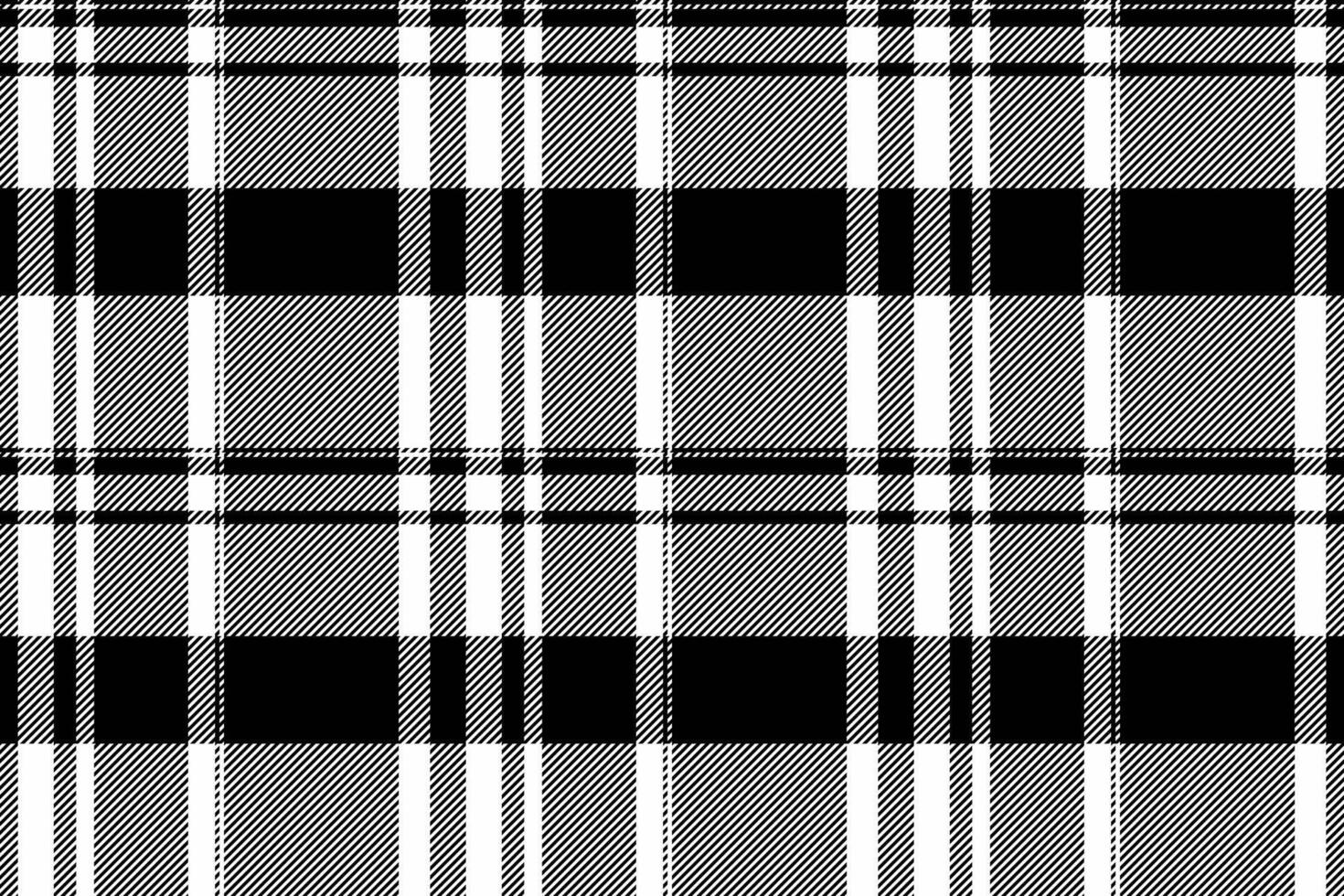 Woven textile plaid background, french tartan vector fabric. Pillow seamless check pattern texture in black and white colors.