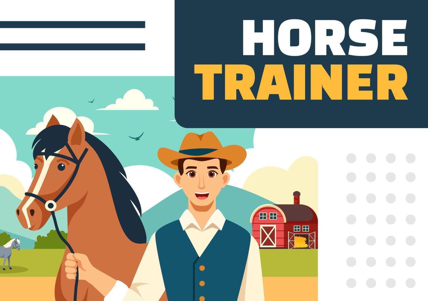 Horse Trainer Social Media Background Flat Cartoon Hand Drawn Templates Illustration vector