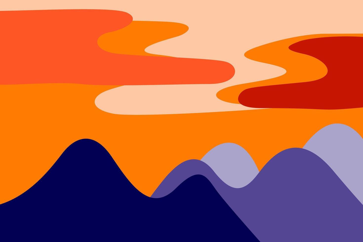 abstract landscape mountain and sky with cloud view background. sunset or dawn scene graphic. pop art vector illustration background.