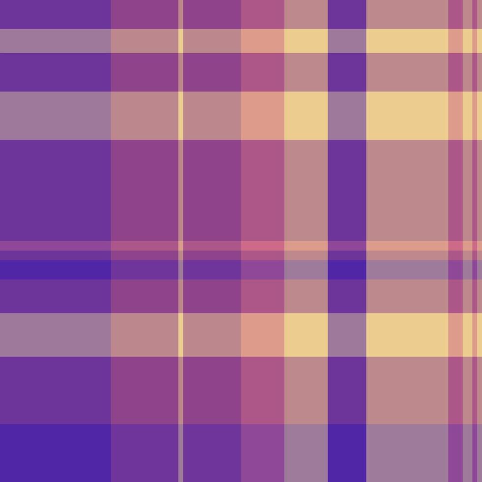 1970s check tartan fabric, merry texture plaid textile. Basic pattern vector seamless background in pastel and violet colors.