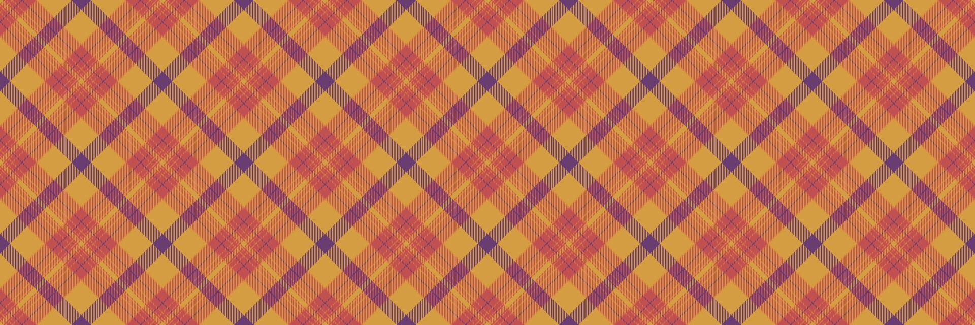 Multicolor plaid textile check, fluffy seamless pattern texture. Garment background fabric vector tartan in red and amber colors.