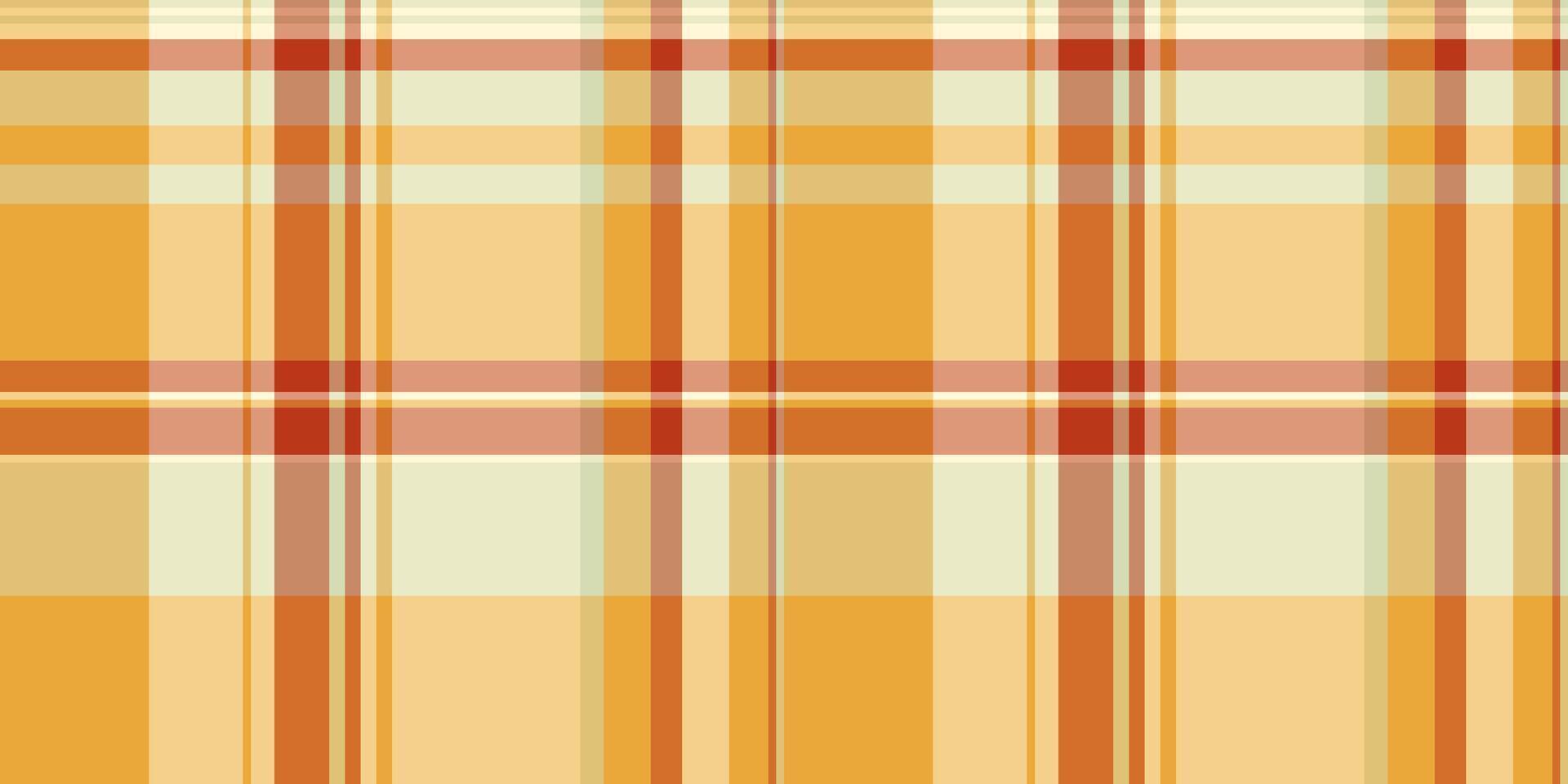 King tartan seamless fabric, vertical texture background vector. Linen pattern check plaid textile in amber and orange colors. vector